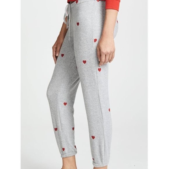Chaser Love Red Heart Knit Slouchy Pants - Picture 2 of 5